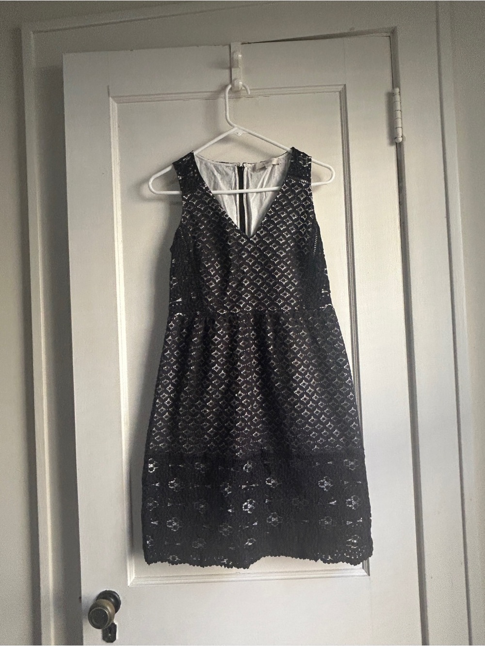 LOFT Black Lace V-Neck A-Line Dress